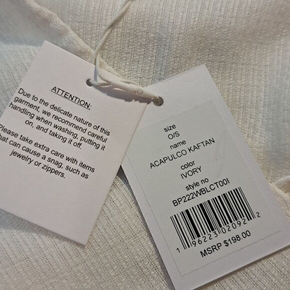 Walter Baker Women’s NWT Swimsuit Cover Up Ivory O/S Acapulco Kaftan Kimono Top - Picture 12 of 16
